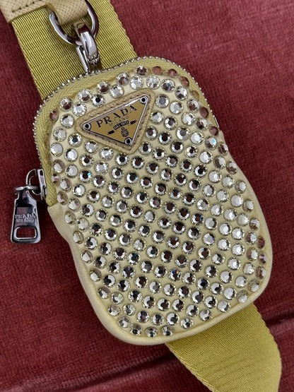 PRADA - Re-Edition 2005 Shoulder Bag – Satin Giallo con Cristalli