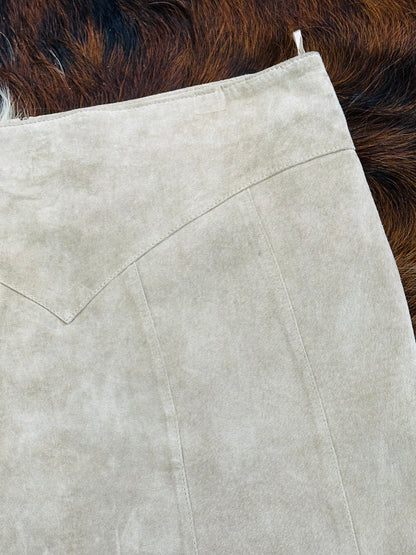 Gonna in pelle scamosciata beige