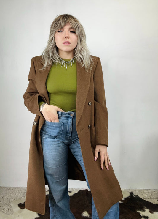 Cappotto Lungo in Lana Doppiopetto | Cammello