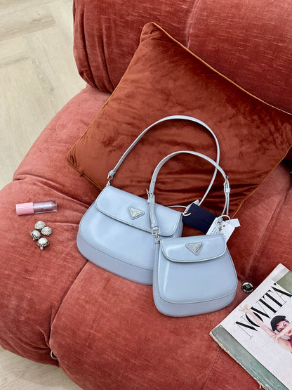 PRADA - Cleo in Pelle Spazzolata Grigio Ghiaccio| MEDIUM e SMALL