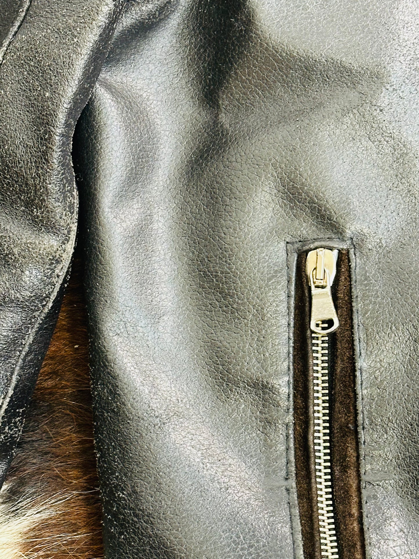 Giacca in Pelle Nera Vintage Stile Biker