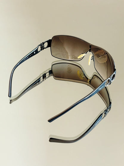 SALVATORE FERRAGAMO - Occhiali da sole – Shield Y2K con Gancini e cristalli