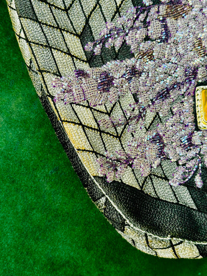 FENDI - Pochette Vintage “Border Line Embroidery +Kari” – Nuova con Etichetta