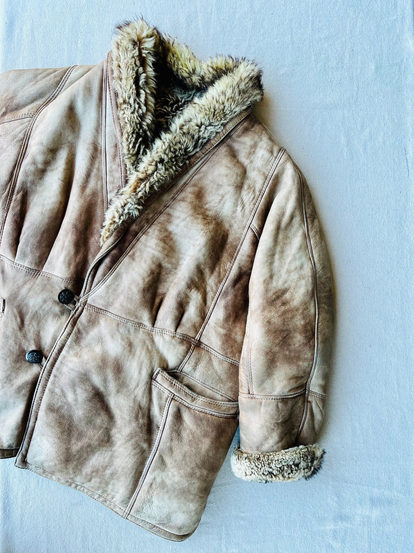 Montone original shearling beige marmorizzato
