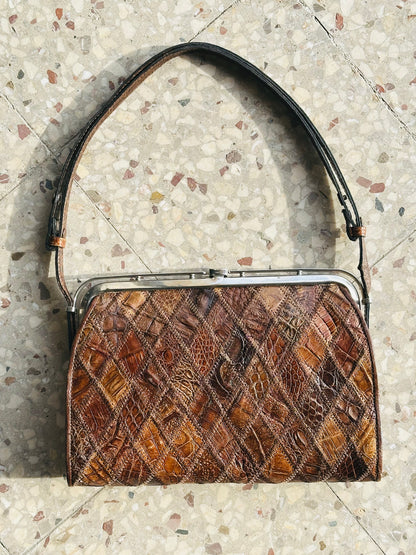 CLUTCH - Borsa Vintage Artigianale in Patchwork di Pelle Cocco