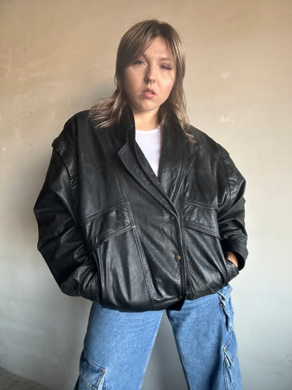 Giacca/gilet bomber in pelle nero
