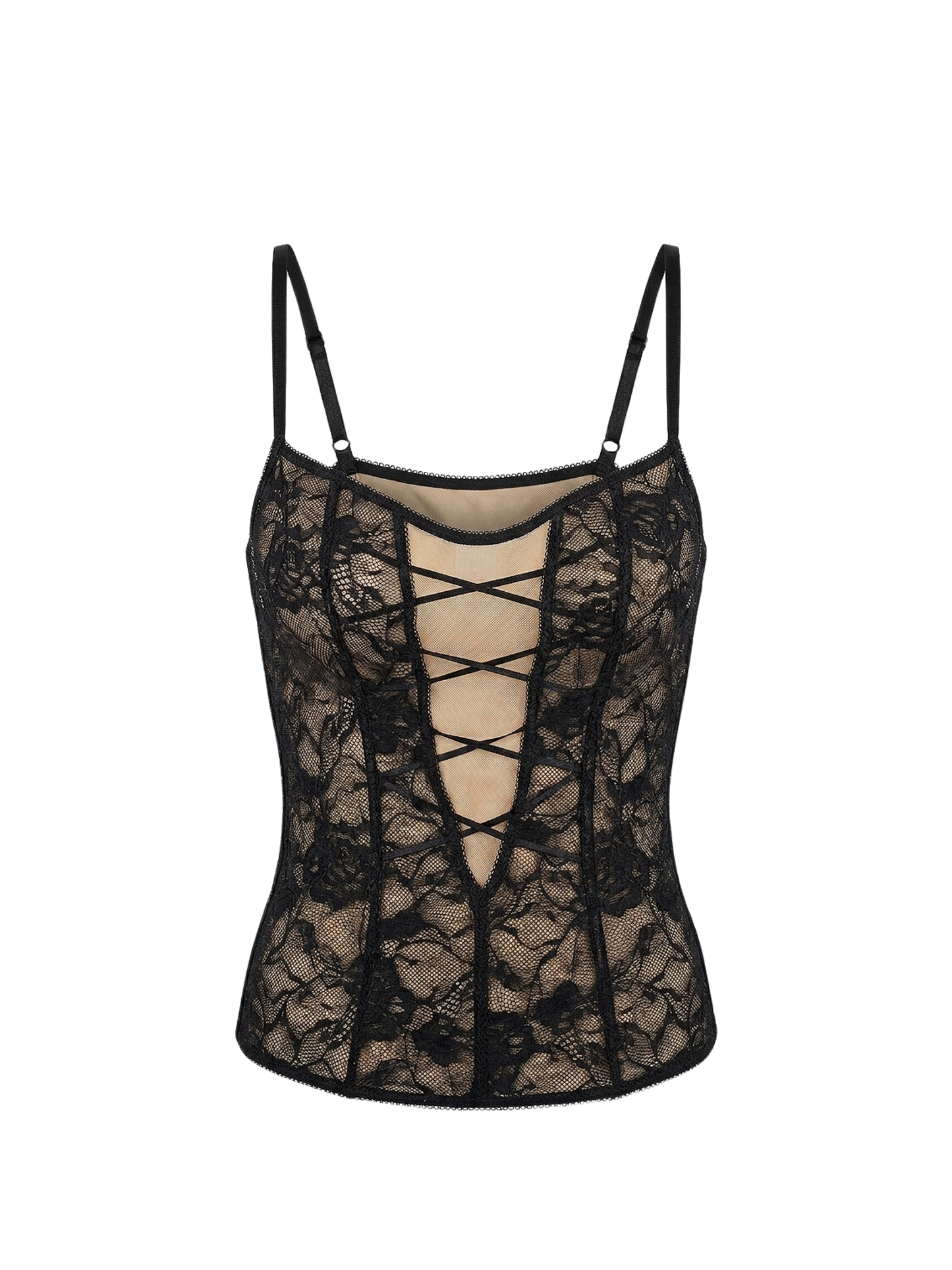 Top vintage y2k in pizzo con lacci frontali