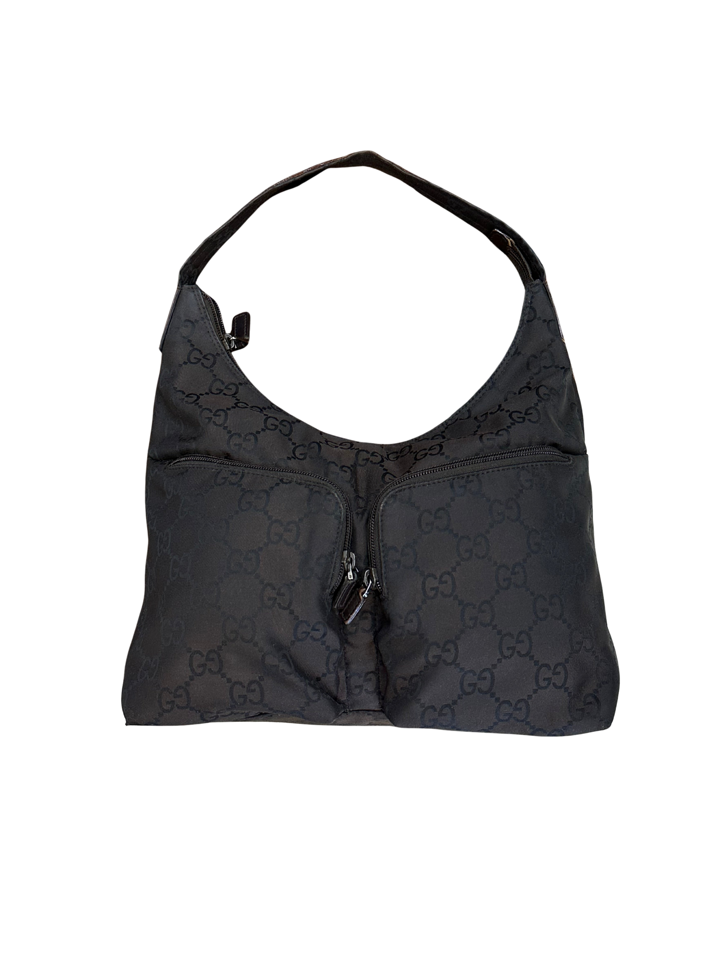 GUCCI - Vintage Monogram Nylon Hobo Bag – Marrone e nero