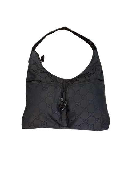 GUCCI - Vintage Monogram Nylon Hobo Bag – Marrone e nero