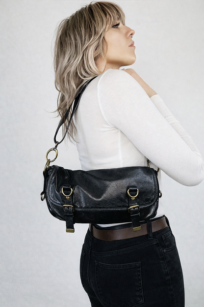 Borsa a Spalla\Bandoliera  in Vera Pelle con Hardware in ottone