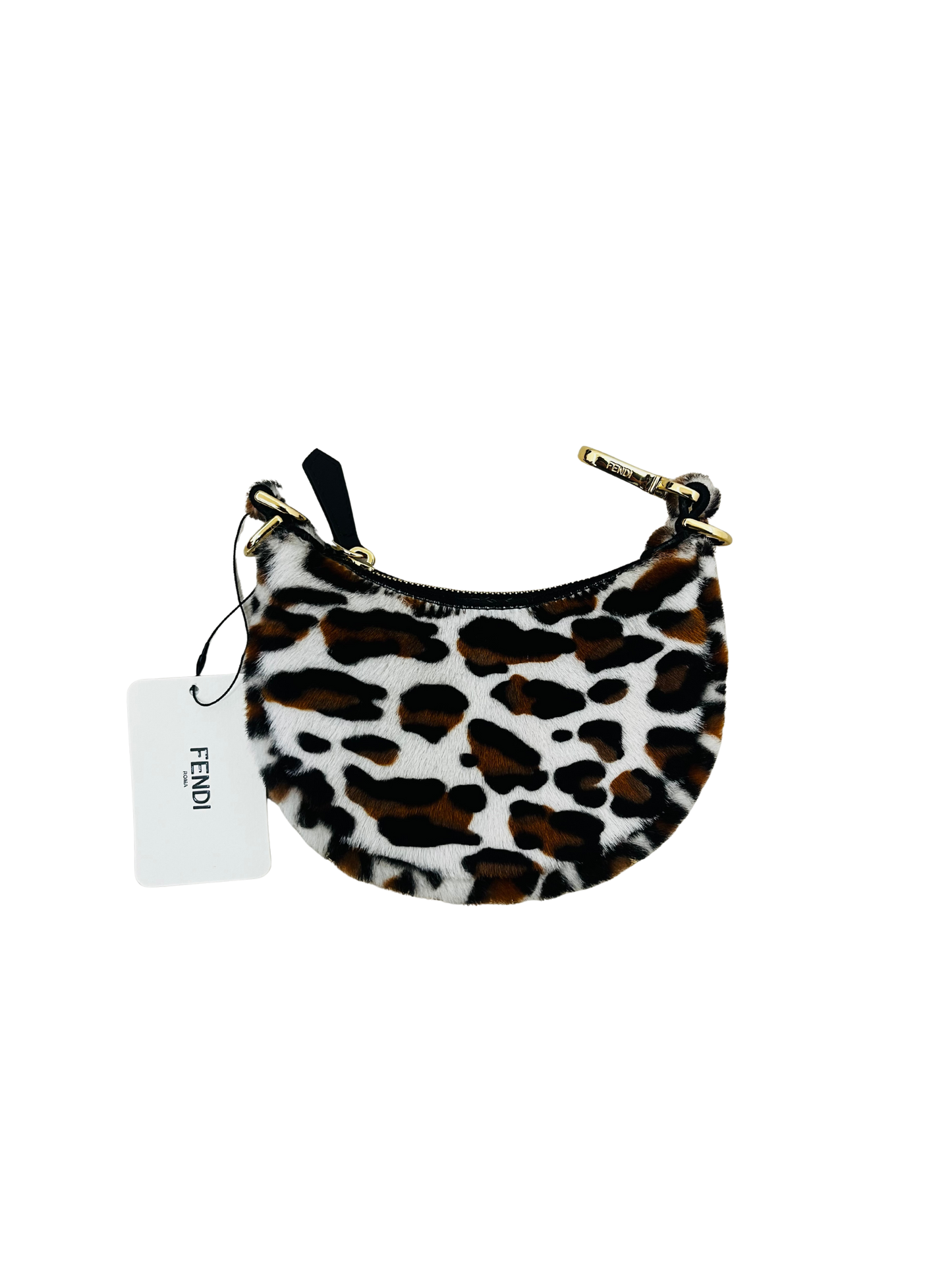 FENDI - Mini Baguette Charm Leopard Haircalf – Nuova con Cartellino
