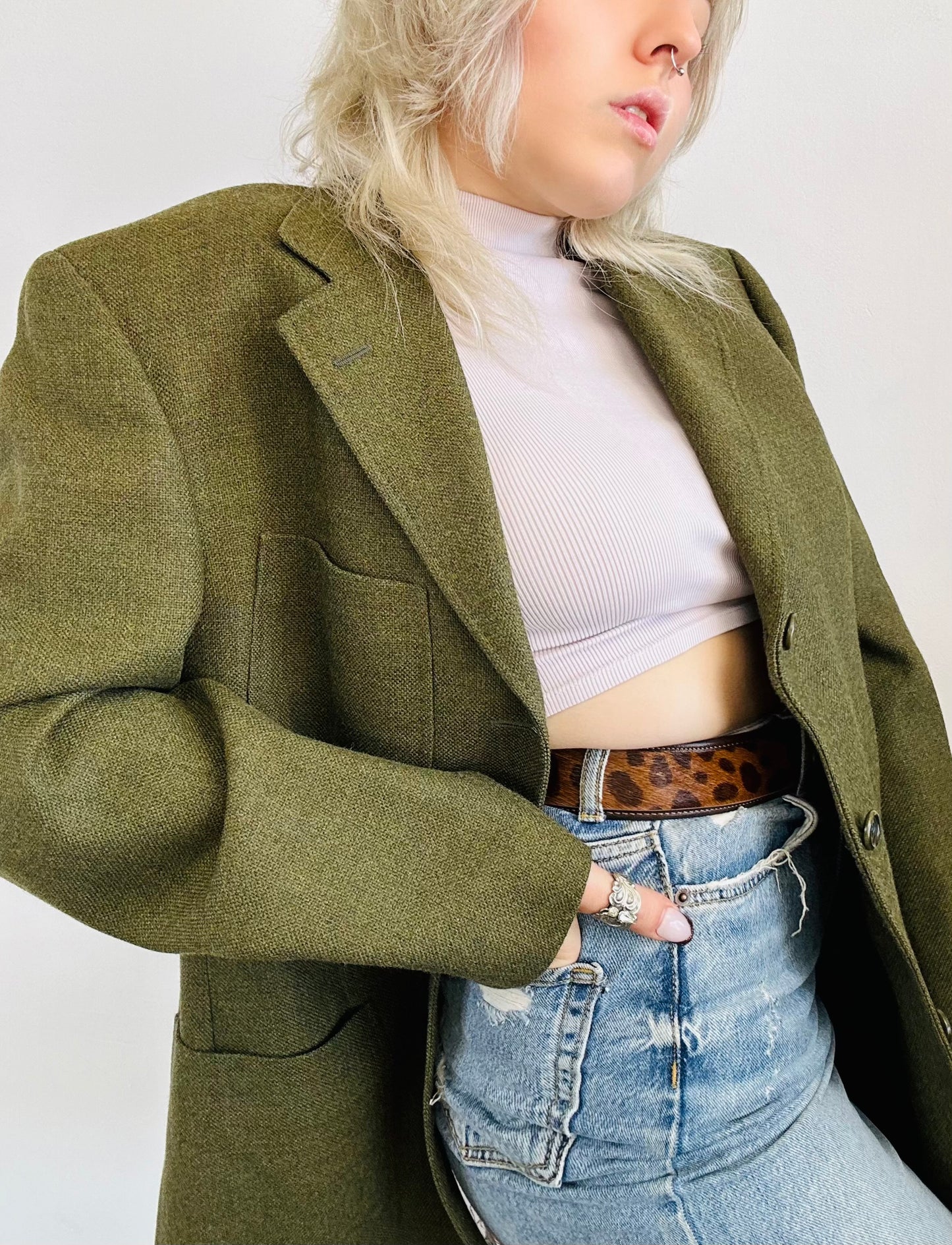 Giacca Blazer Vintage - Lana e cashmere verde