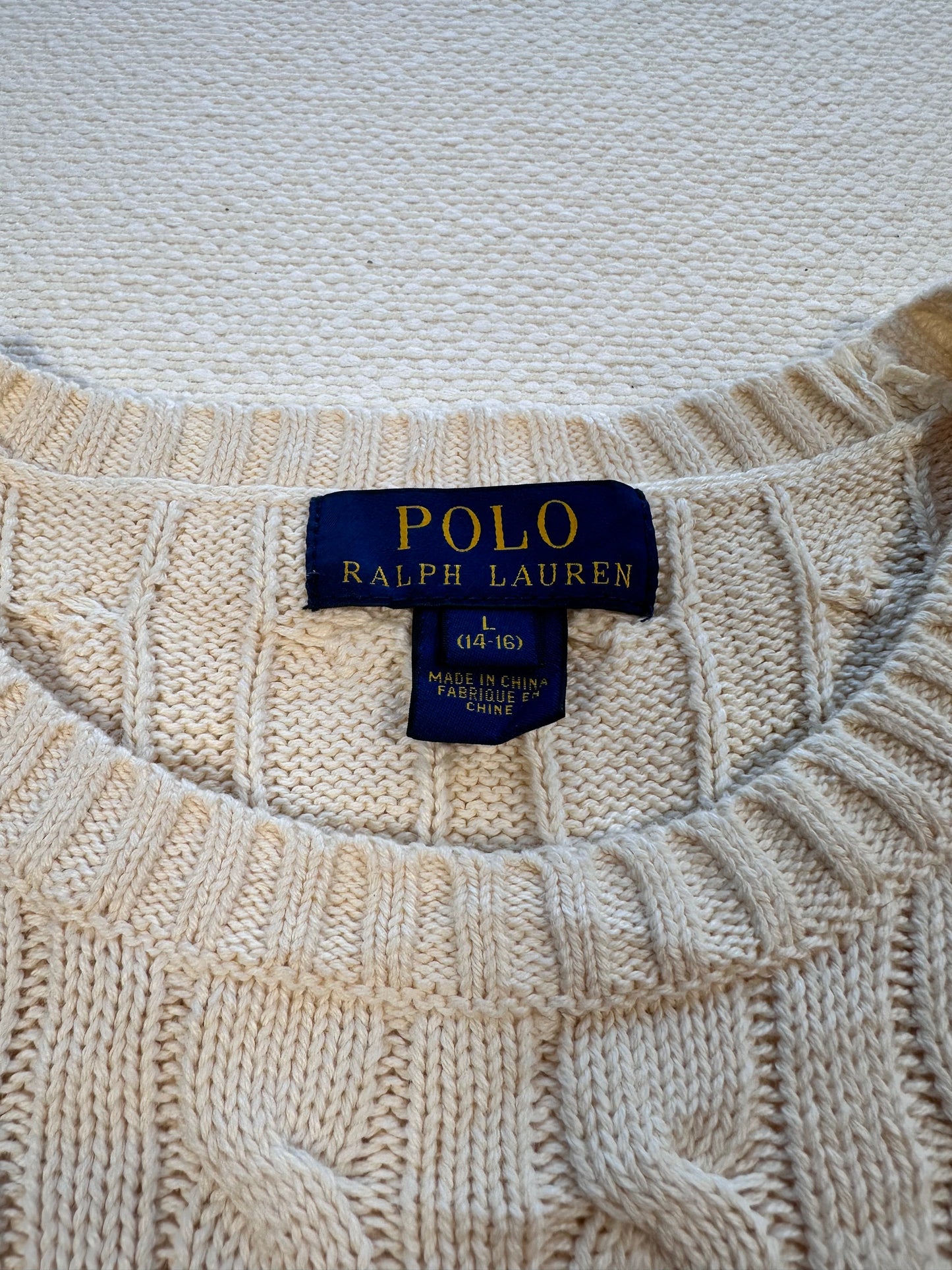 POLO RALPH LAUREN - Pullover bianco con trecce