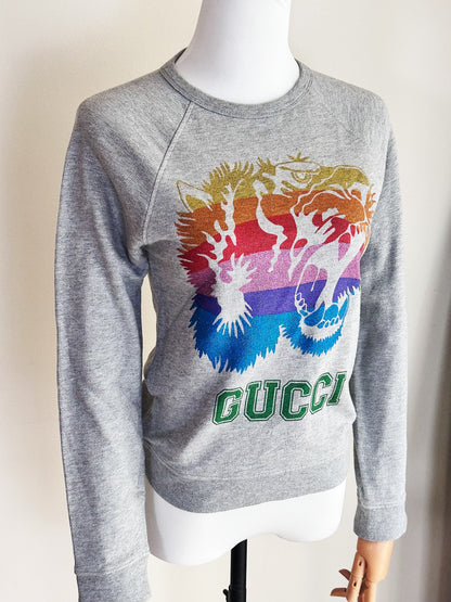 GUCCI - Felpa con stampa Tiger Rainbow - Alessandro Michele era
