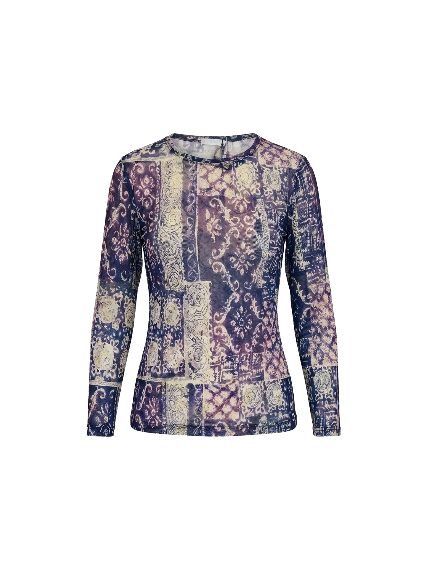 Top in Micromesh Patchwork Viola – Anni 2000 Revival