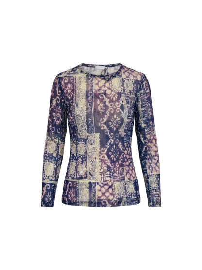 Top in Micromesh Patchwork Viola – Anni 2000 Revival