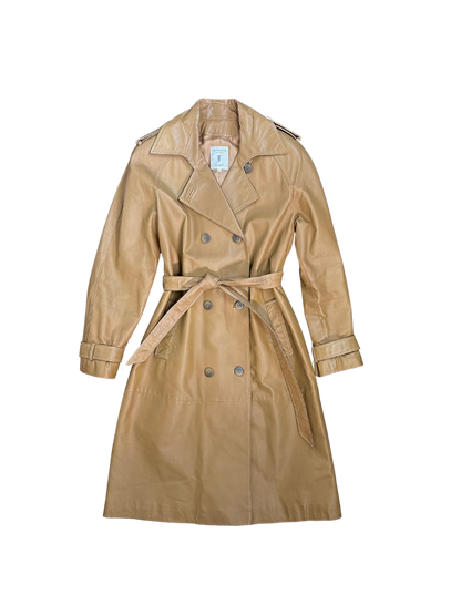 Trench in vera pelle color cammello