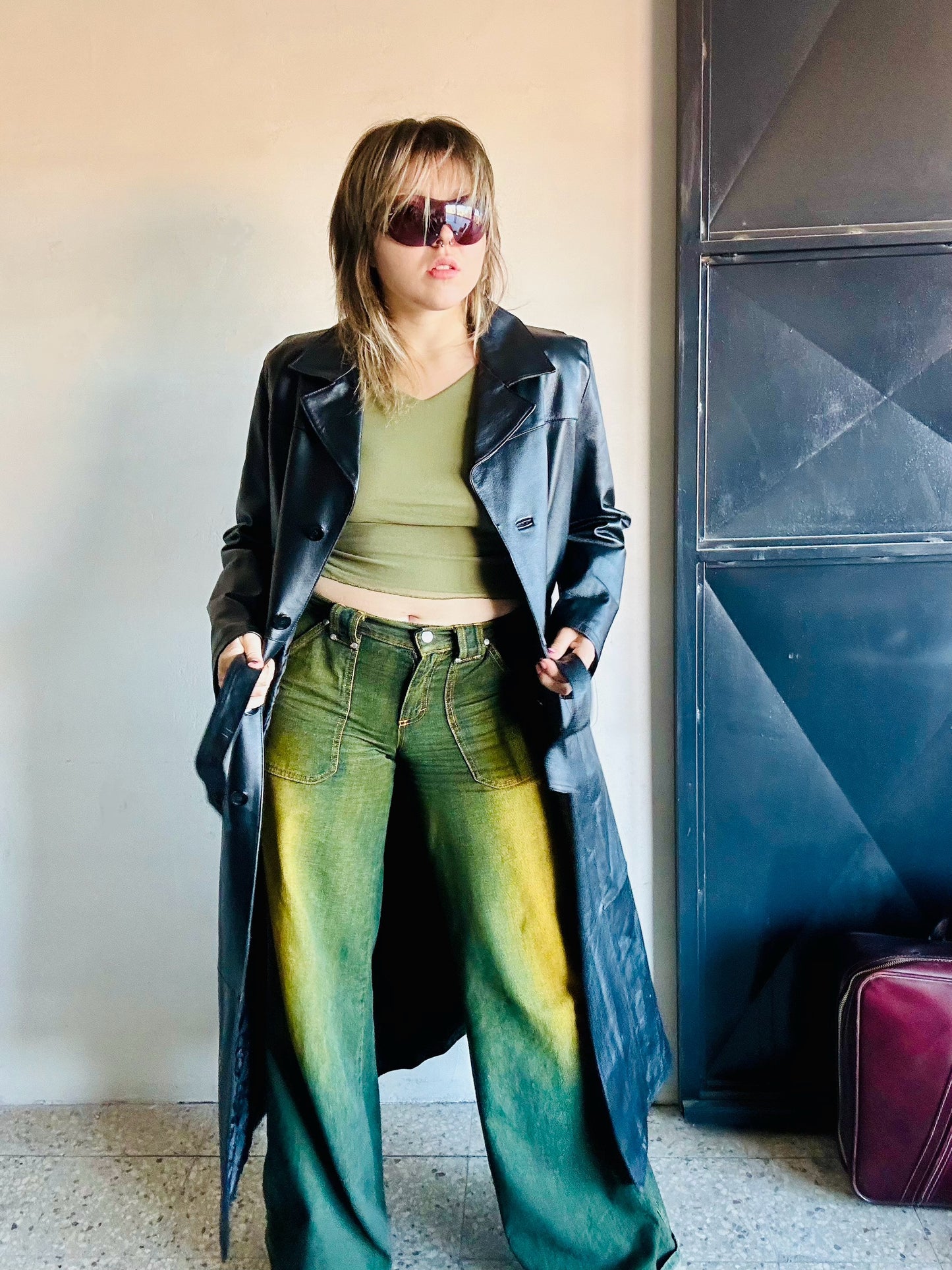 Cappotto lungo pelle nero “Matrix”