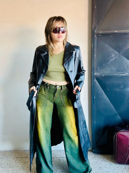 Cappotto lungo pelle nero “Matrix”