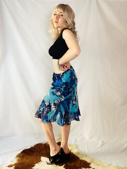 Gonna Vintage Made in Italy Blu Floreale