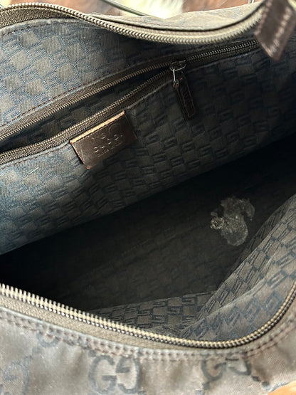 GUCCI - Vintage Monogram Nylon Hobo Bag – Marrone e nero