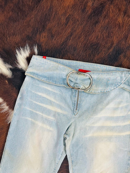Jeans Flare Light Wash con Cintura Ovale Integrata – Y2K Edition