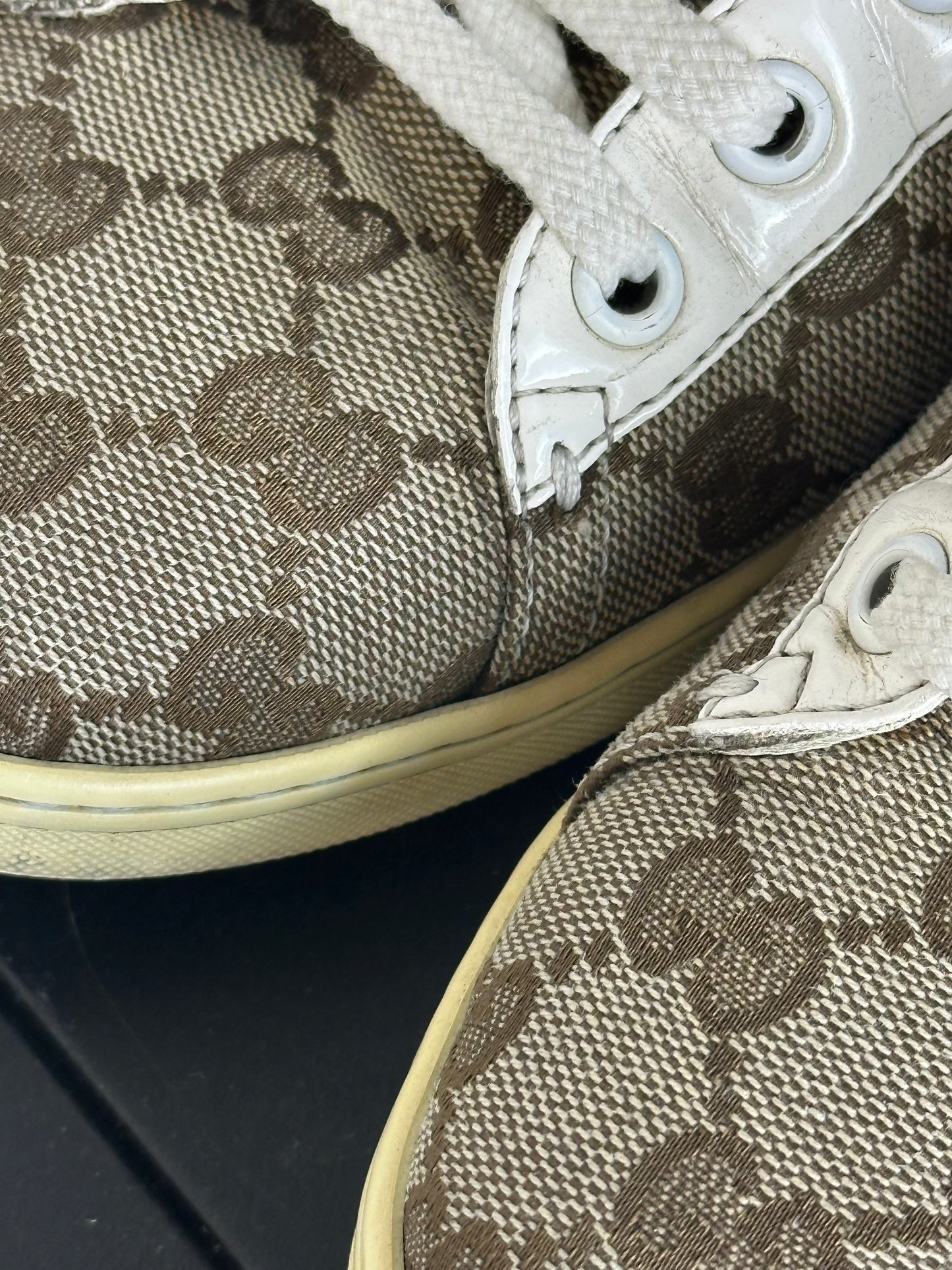 GUCCI - Sneakers GG Monogram Tela & Pelle – Vintage Originali con Box | Tg 38