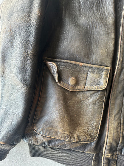 Avirex- Giacca in pelle bomber marrone invecchiato