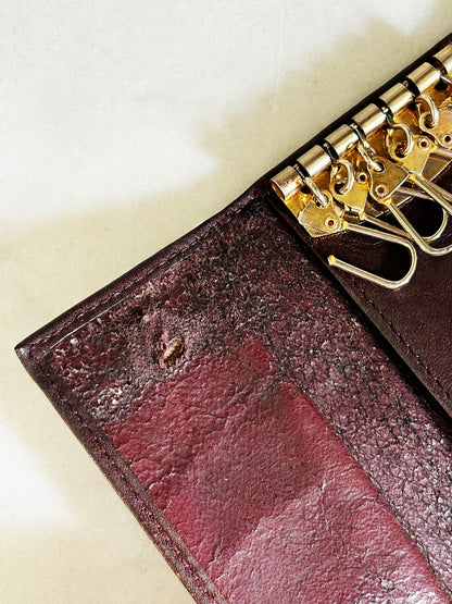 VALENTINO – Portachiavi Vintage in vera pelle bordeaux Made in Italy