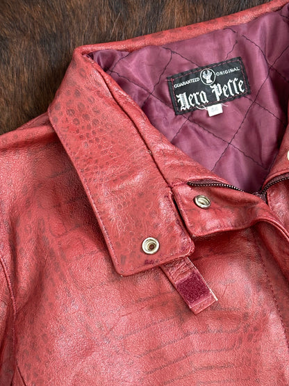 Giacca di pelle pitonata Rosso Borgogna