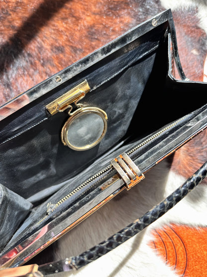 CLUTCH - 80s structured exotic leather bag