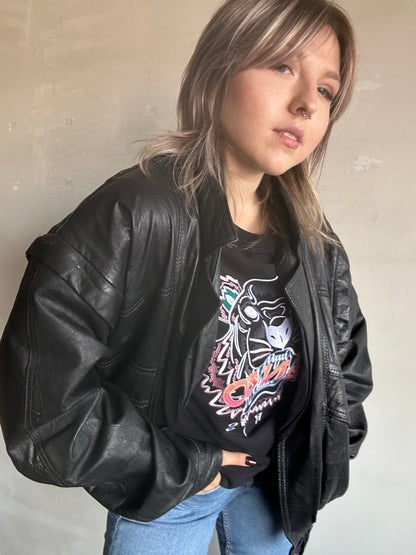 Giacca/gilet bomber in pelle nero