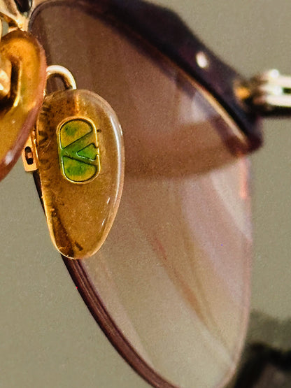 VALENTINO –  Occhiali Da Sole Vintage – Semi Rimless Bordeaux & Oro – Made in Italy