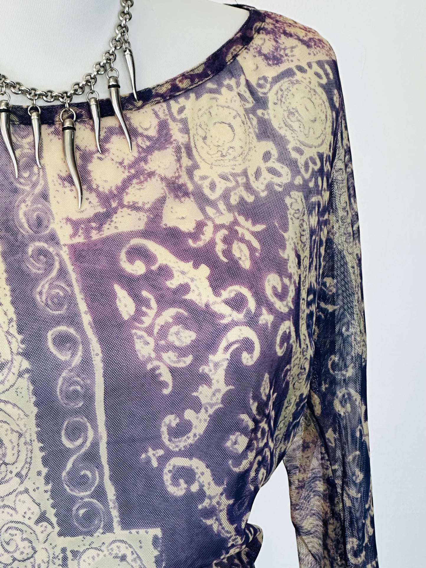 Top in Micromesh Patchwork Viola – Anni 2000 Revival