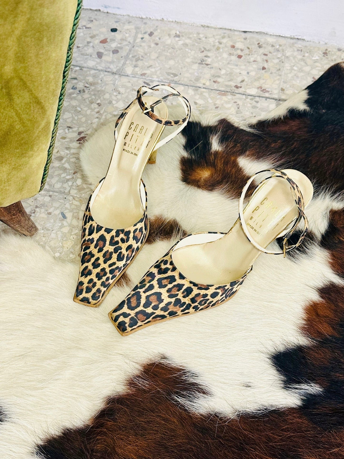 Décolleté vintage Carla Pitti Milano leopardate con tacco oro – Made in Italy | Taglia 37