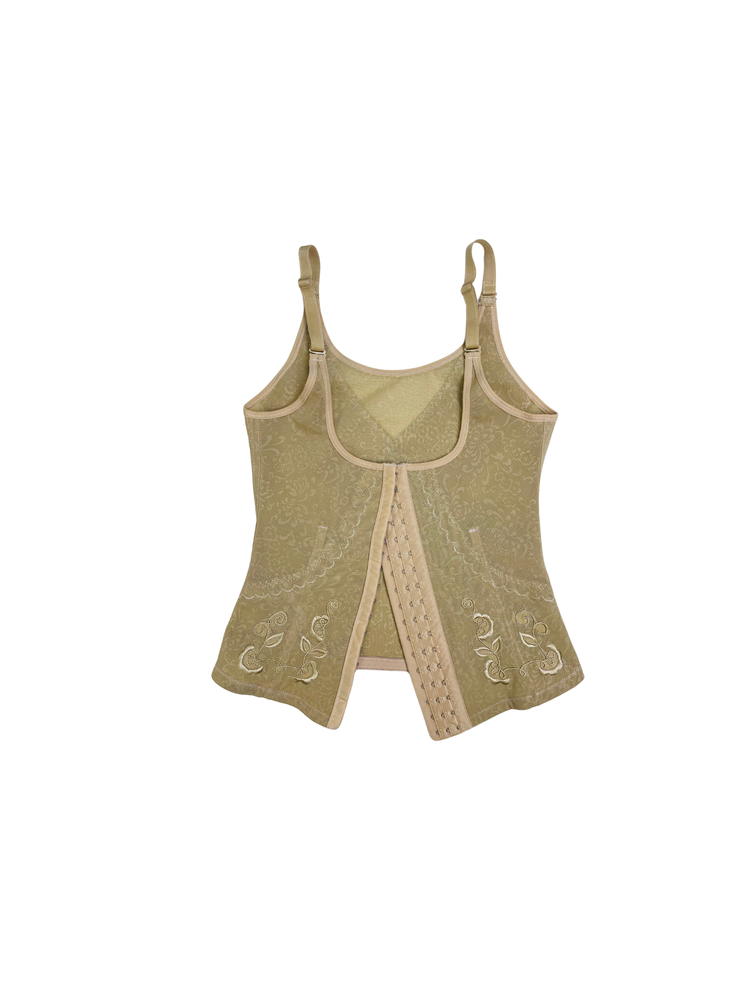 Corsetto steccato vintage in tulle ricamato – color champagne