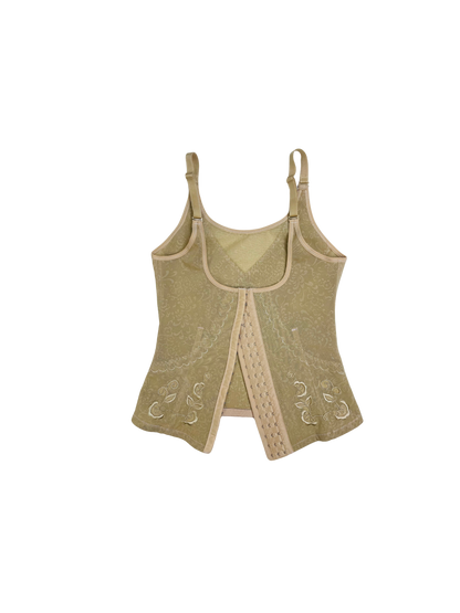 Corsetto steccato vintage in tulle ricamato – color champagne
