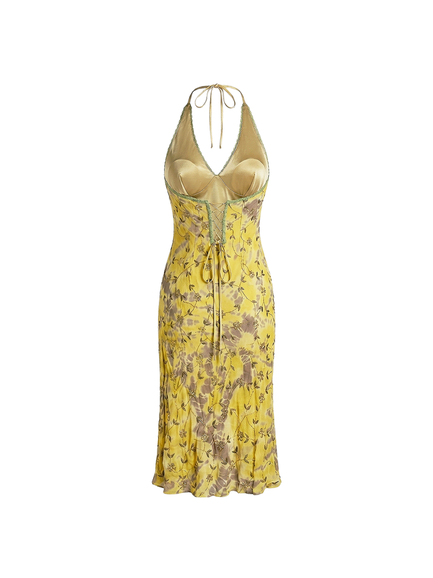 Abito Halter in Seta Ricamata con Perline – Archive Y2K Couture | Nuovo con Cartellino