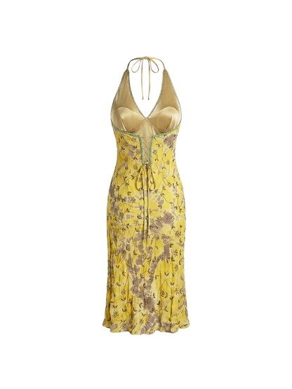 Abito Halter in Seta Ricamata con Perline – Archive Y2K Couture | Nuovo con Cartellino