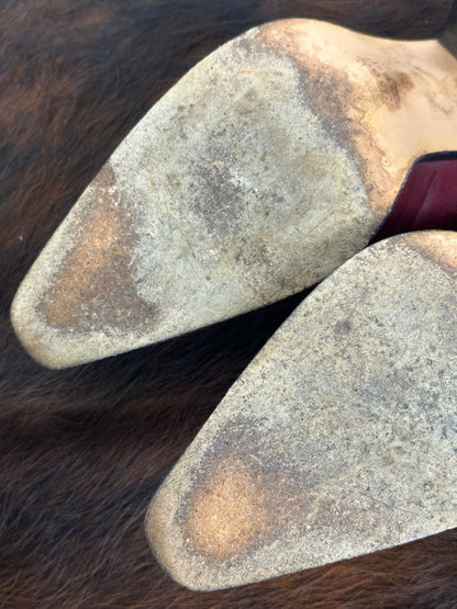 Maria Cristina – Mules Vintage in Pelle Bordeaux con Ricamo Western | Tg 36