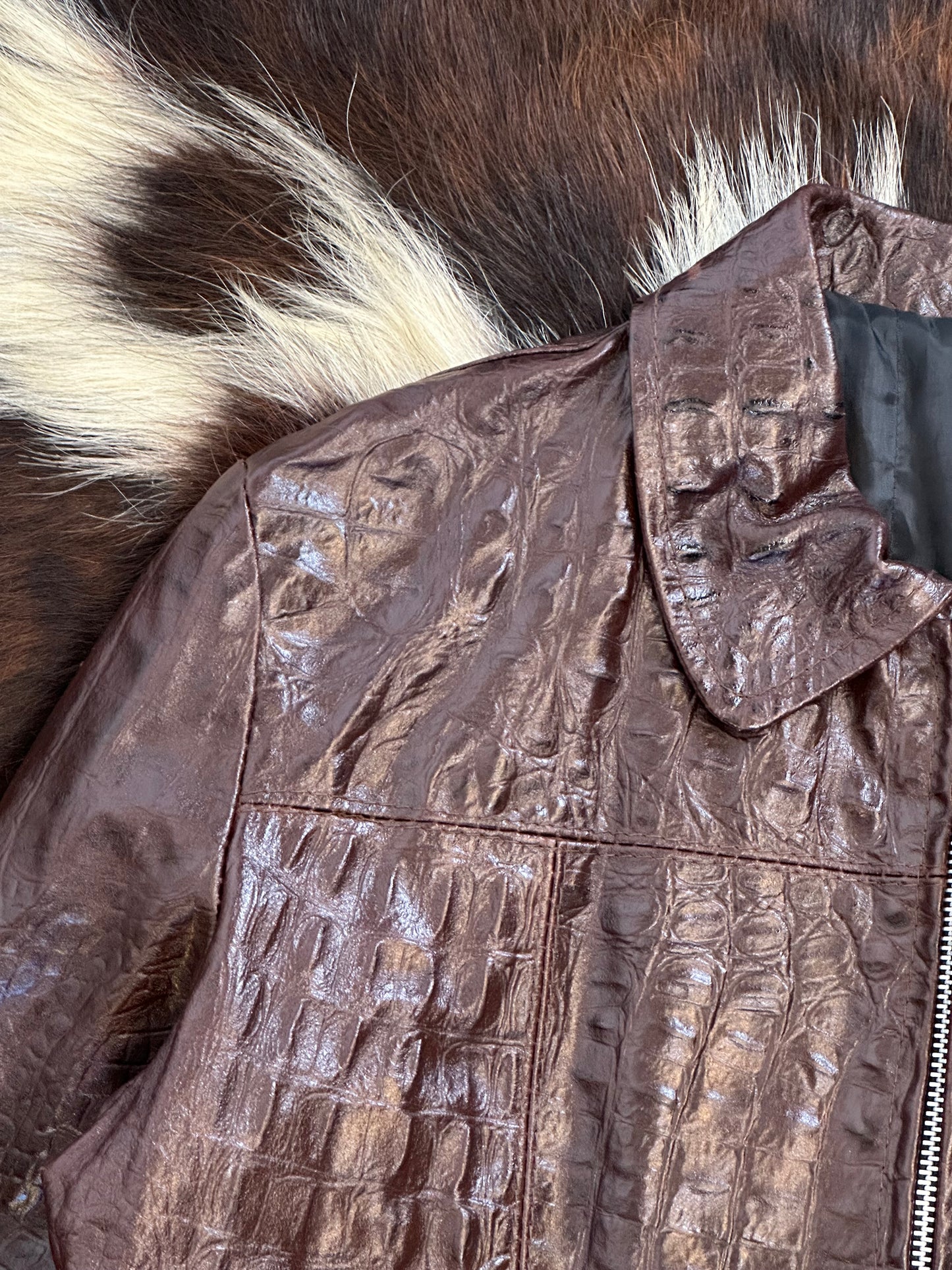 Giacca di pelle cocco 🐊 Rosso Borgogna scuro