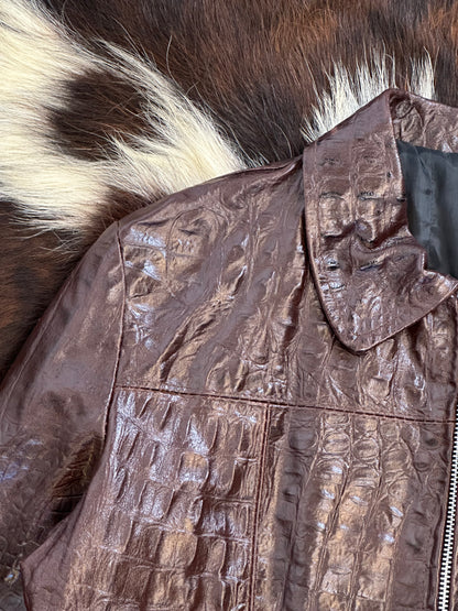 Giacca di pelle cocco 🐊 Rosso Borgogna scuro