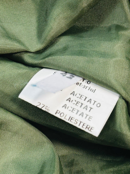 Gonna Vintage Midi Verde Oliva Cangiante con Arricciatura – Made in Italy