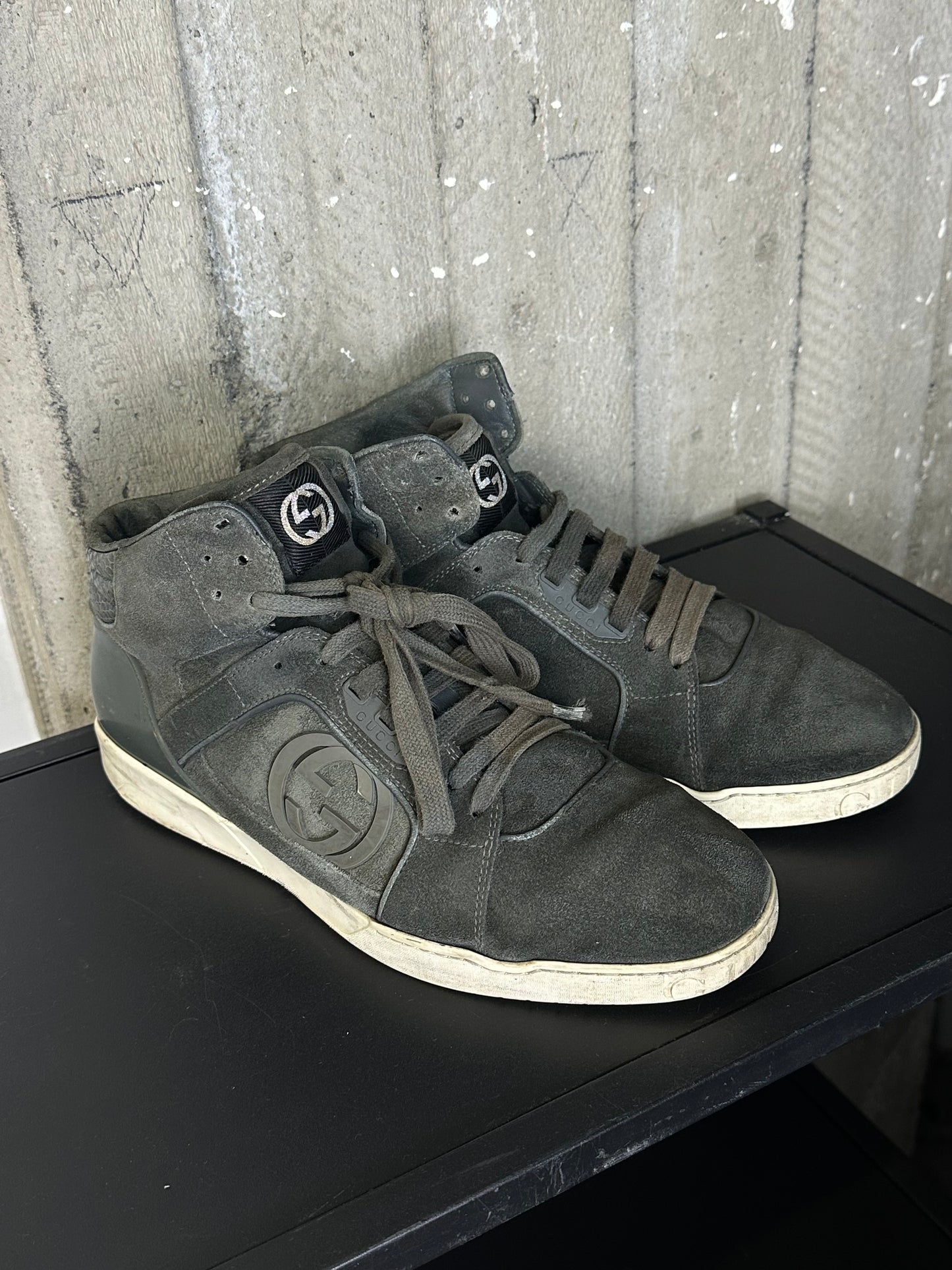 GUCCI - Sneakers High-Top in Pelle Scamosciata – Logo GG Laterale | Tg 42