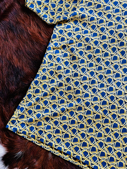 GUCCI - Polo Shirt Vintage ‘80 Blue and Gold Stirrups