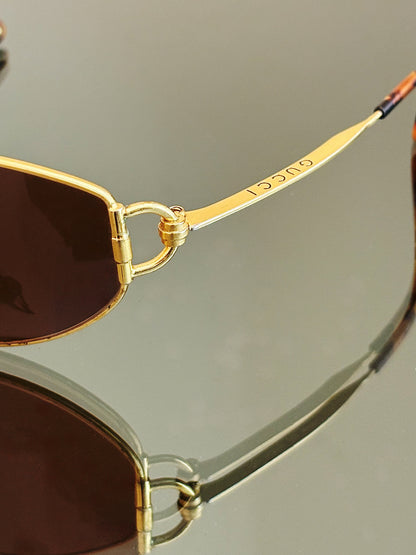 GUCCI - Occhiali da sole vintage GG 2800/S dorati con lenti marroni e dettagli tartarugati