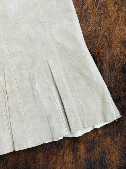 Gonna in pelle scamosciata beige