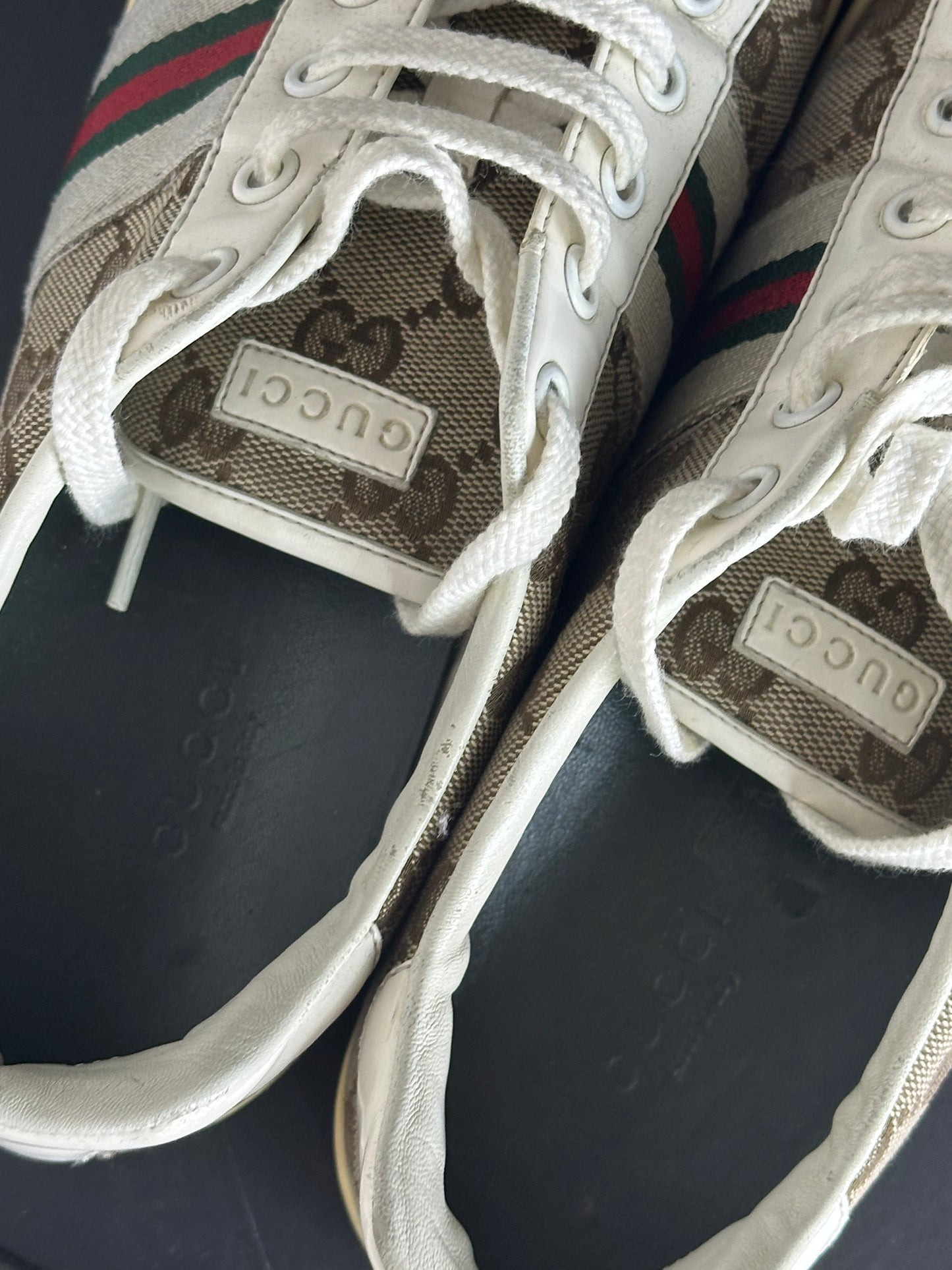 GUCCI - Sneakers GG Monogram Tela & Pelle – Vintage Originali con Box | Tg 38