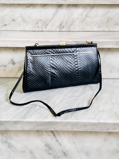 CLUTCH - 80s structured exotic leather bag