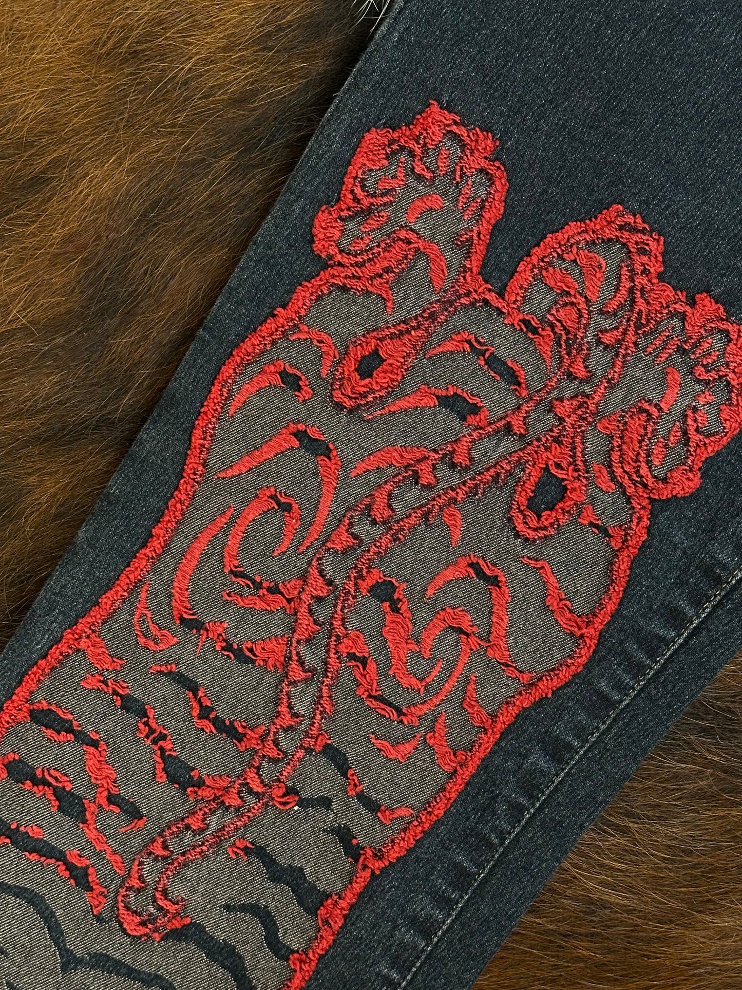 JUST CAVALLI - Pantaloni Red Embroidered Panel – Early 2000s